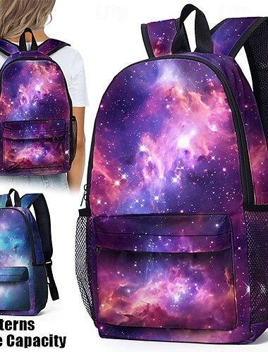  Sac à dos imprimé galaxie pour filles et adolescentes – sac d'école léger de grande capacité avec motif nébuleuse cosmique, idéal pour un usage quotidien et la rentrée scolaire