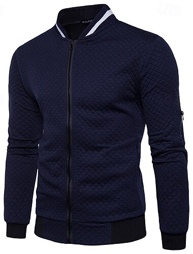  Hombre Sudadera Sudadera con cremallera Sudadera con cremallera completa Negro Blanco Vino Azul Marino Gris Claro Media cremallera Bloque de color Plano Cerrar Estriado Con Texturas Deporte Diario