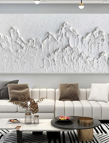  3d peinture à l'huile blanche faite à la main 3d peinture à l'huile de montagne blanche sur toile grand couteau à palette texturé peint à la main boho peinture à l'huile art mural contemporain 3d