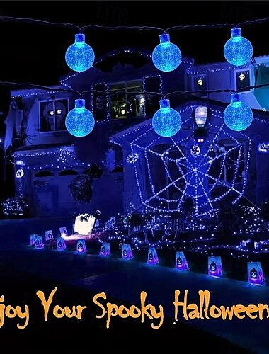  屋外用ソーラーストリングライト 12m 100LED クリスタルグローブライト 8モード付き ソーラーストリングライト 屋外用 防水 庭 木 パティオ パーティー クリスマス デコレーション