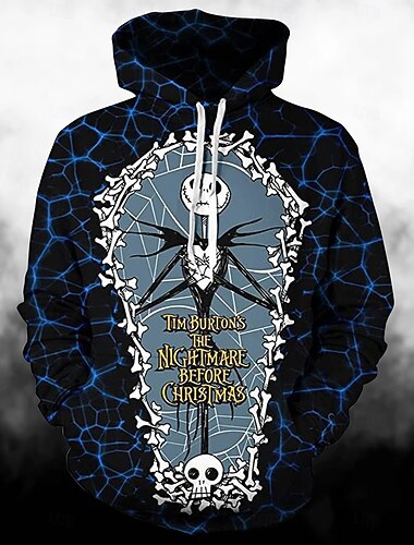  Halloween Skjelett og hodeskalle Hattetrøje Pullover Morsom julehettegenser Trykt mønster 3D Lomme foran Graphic Til Par Herre Dame Voksne Halloween Karneval Maskerade 3D-utskrift Halloween Feriereise