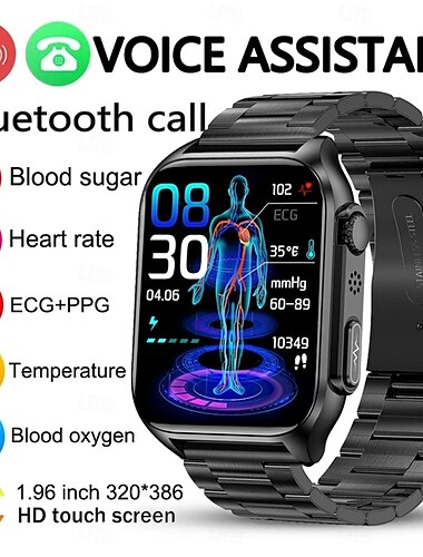  TK12 Умные часы 1.96 дюймовый Смарт Часы Bluetooth ЭКГ + PPG Педометр Напоминание о звонке Совместим с Смартфон Женский Мужчины Длительное время ожидания Хендс-фри звонки Водонепроницаемый IP 67