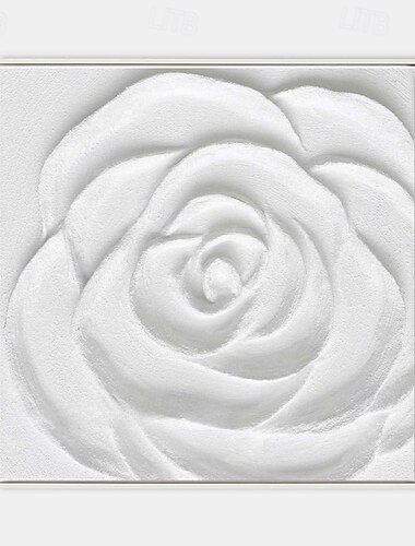  Peinture à l'huile de fleur blanche 3D peinte à la main, peinture à l'huile à texture épaisse, peinture blanche beige sur toile, peinture à l'huile texturée abstraite pour art mural, peinture pour