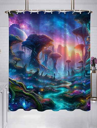  Shower Curtain with Hooks 180cm*180cm(70"*70") Polyester Washable Waterproof Pattern Bathroom Bathtub Decor Van Gogh Oil painting Tree of Life