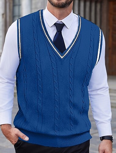  Homme Pull Gilet Pull Robe pull Pull en tricot A côtes torsadé Tricoter Normal Tricoté Plein Col V Garder au chaud Moderne contemporain Usage quotidien Sortie Vêtement Tenue Automne Hiver Blanche