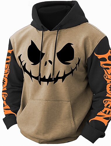  Kürbis Grimasse Herren Modisch 3D-Druck Hoodie Sweatshirt Kapuze Party Halloween Urlaub Halloween Hoodies Purpur Orange Mit Kapuze Tasche 3D-Druck Herbst Winter Designer Kapuzenpullover