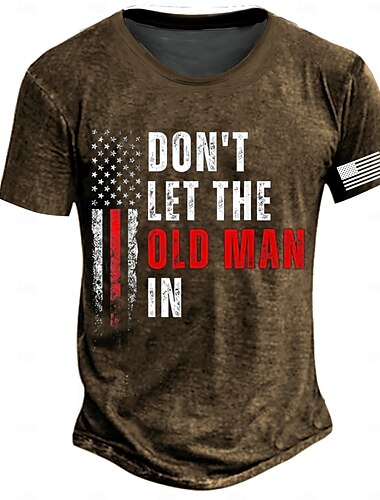  Veterans Day Mænds Patriotisk Patriotic Veteran Sjov Gammel Mand T shirt Kort Ærme T shirt 3D Print Crew Neck T-Shirt Retro Vintage Casual Street Style Sport Udendørs Ferie Gå ud Sort Blå Brun