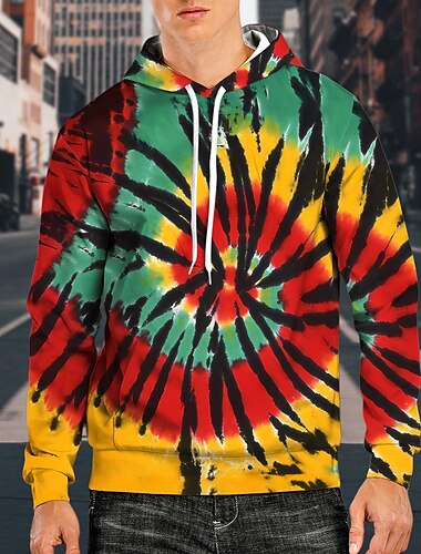  Hippie Kapuzenshirt Pullover 3D Tie Dye Print Retro-Jahrgang 1980er 1970er Für Herren Erwachsene Maskerade 3D-Druck Casual