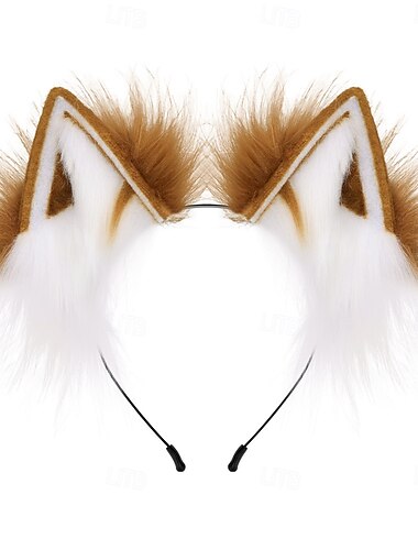  revekostyme for jenter reveører hale barnekatt ulvører fluffy furry hale carnival cos accessories