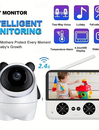  Monitor de bebé 1 mp Píxeles efectivos Microcámara 355 ° Ángulo de Visión 10 m Rango de Visión Nocturna