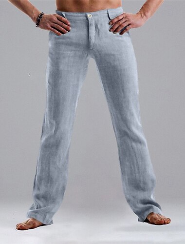  Herren Anzughosen Leinenhose Hose Hosen Sommerhosen Tasche Gerade geschnitten Glatt Komfort Casual Täglich Festtage Strassenmode Stilvoll Schwarz Weiß