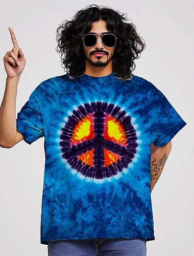  Hippie T-Shirt Camiseta teñida 3D Impresión Tie Dye Retro Antiguo Años 80 Años 70 Para Hombre Adulto Mascarada Impresión 3D Casual Diario