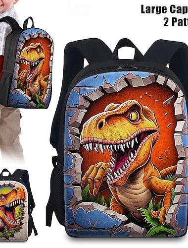  sac à dos à imprimé animal dinosaure de grande capacité pour enfants - cartable amusant et durable avec bretelles réglables, disponible en deux modèles