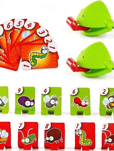  игра «Язык лягушки» с выдуванием воздуха, набор из двух и четырех картонных насекомых, многопользовательская игра