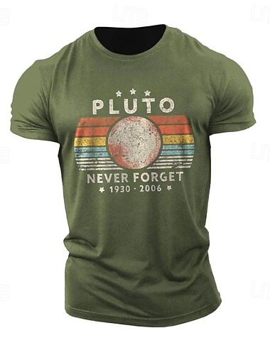  Herren Pluto Buchstabendruck T Shirt T-Shirt 100% Baumwolle Kurzarm Grafik Hemd Schwarz Dunkelgrau Armeegrün Bequemes T-Shirt Straße Sport im Freien Modedesigner-Kleidung
