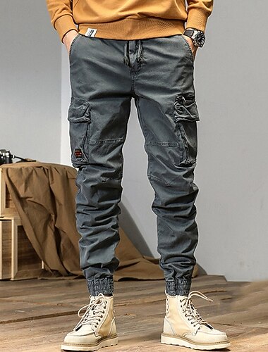  Miesten Reisitaskuhousut Jogger Housut Cargo collegehousut Kurenauha Joustava vyötärö Monitasku Tavallinen Käytettävä ulko- Päivittäin Retkeily ja vaellus Muoti Klassinen Musta Keltainen