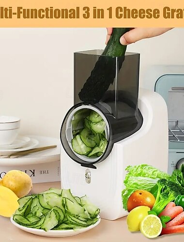  電動野菜カッター、電動野菜スライサー、サラダメーカー、フードプロセッサー、果物野菜用スパイラライザー、マルチコーンブレード付き