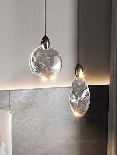  Lampa wisząca led ciepły biały 20cm 2-lekkie przemysłowe przezroczyste szkło kryształowe nowoczesna kuchnia loft lampa wisząca vintage żyrandol do wyspy kuchennej 110-240v