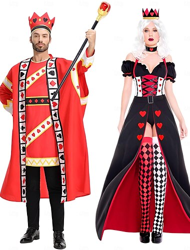  Alice in Wonderland Sprookje Hartenkoningin De rode koningin Koning van Harten Cosplay kostuum Kostuums voor koppels voor Halloween-groepen Volwassenen Voor heren Dames Prestatie Feest / Uitgaan