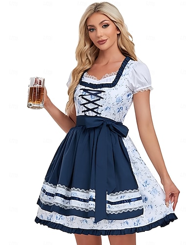  Carnaval Oktoberfest bier Kostuum Jurken Blouse / overhemd Dirndl Oktoberfest / bier Duits München Weiden Dames Doek in traditionele stijl Hemd Kleding