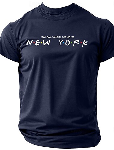 Herren Mit Buchstaben bedruckt New York T Shirt T-Shirt 100% Baumwolle Kurzarm Grafik Hemd Schwarz Wein Dunkelblau Bequemes T-Shirt Straße Sport im Freien Modedesigner-Kleidung