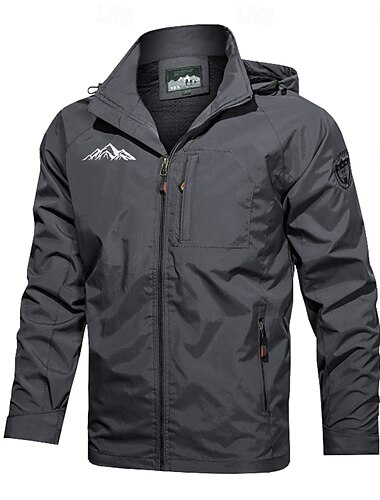  Herren Grafik-Drucke Berg Jacke Regenjacke Shell-Jacke Wasserdicht Leichtgewichtig Brautkleider schlicht Sports Outdoor Campen und Wandern Bestickt Seitentaschen Reißverschluss vorne Herbst Winter