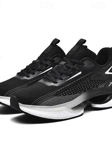  Herren Sneaker Strick Bequem Rutschfest Schnürung Schwarz und weiss Schwarz blau