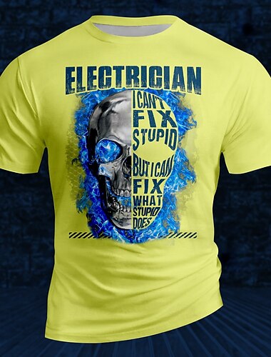  Herren Lustiger Slang T Shirt Kurzarm T-Shirt 3D-Druck Rundhalsausschnitt Hemd Retro Vintage Brautkleider schlicht Streetstyle Sports Outdoor Festtage Ausgehen Hellblau Weiß Gelb Frühling Sommer