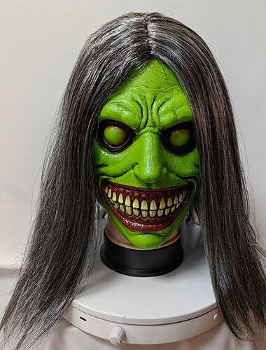  Halloween Hexe gruselig lächelnde Dämonenmaske Halloween Requisiten Erwachsene Männer Frauen Unisex Horror gruseliges Kostüm Halloween Karneval einfache Karnevalskostüme für Walpurgisnacht