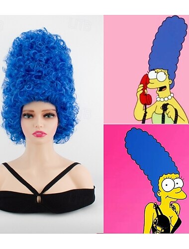  Peluca de Marge Simpson: peluca de colmena azul, disfraz de cosplay de Marge Simpson