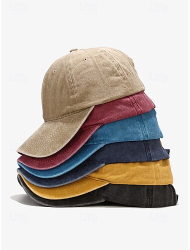  Gorra de béisbol de algodón lavado vintage para hombre: gorra de papá ajustable en varios colores para uso informal
