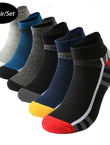  Homme 6 paires Paquets multiples Chaussettes Chaussettes de Course Chaussettes décontractées Noir Rouge Couleur Bloc de couleur Sport & Loisir du quotidien Vacances Basique Moyen Printemps Automne