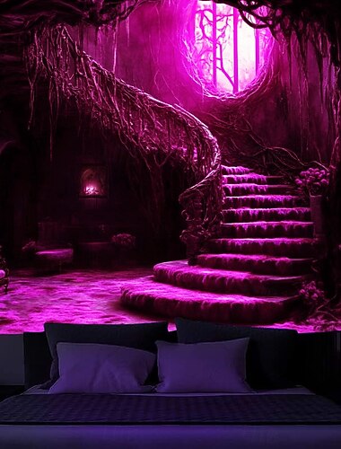  halloween dekorasjoner blacklight billedvev glød fest skumle herskapshus slott uv reaktiv glød i mørket psykedelisk trippy tåkete hengende billedvev veggkunst veggmaleri for stue soverom