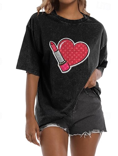  Retro Vintage 1970er Baumwoll T-Shirt Unisex Rock Party Casual Daily Oversized Acid Washed T-Shirt