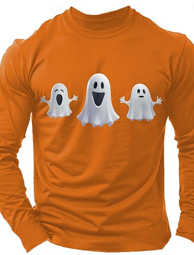  Halloween Bettlaken Geist Schwarz Weiß Wein T Shirt Herren Grafik 100% Baumwolle Hemd Sport Klassisch Hemd Langarm Bequemes T-Shirt Sommer Herbst Modedesigner-Kleidung S M L XL XXL