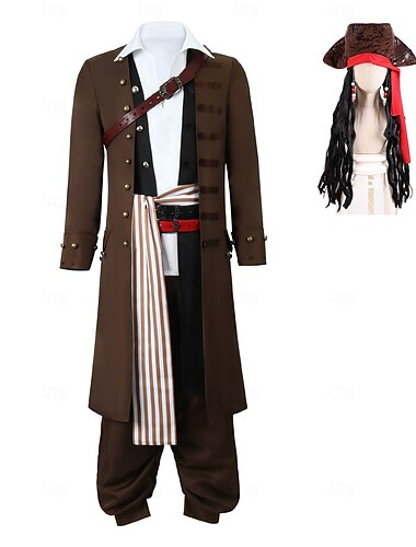  Pirates of the Caribbean Pirata gorrión Traje de cosplay Alas Cosplay Cosplay de película for Hombre Adultos Mascarada Fiesta