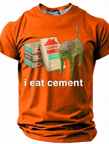  Herren Katze Lustig T Shirt Kurzarm T-Shirt 3D-Druck Rundhalsausschnitt Hemd Retro Vintage Brautkleider schlicht Streetstyle Strasse Sports Outdoor Casual Schwarz Blau Orange Frühling Sommer