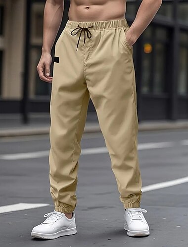  Herren Cargohose Cargohosen Jogginghose Jogger Hose Hosen Tasche Kordelzug Elastische Taille Glatt tragbar Outdoor Täglich Campen und Wandern Modisch Klassisch Cachi scuro Schwarz