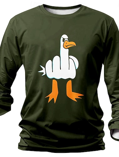  Ανδρικό Αγενές Επιθετικό Ζώο Αστείος T shirt Henley Μπλούζα Μακρύ Μανίκι T shirt 3D Εκτύπωση Πλήρους Μπλούζα Σχέδια Δρόμου Καθημερινά Μαύρο Πράσινο Γκρι Καλοκαίρι Άνοιξη Φθινόπωρο Ρούχα Ενδυμάτων S M