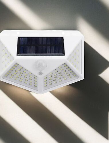  solcellevæglamper udendørs 100leds 3 tilstande 270 lysvinkel solcellebevægelsessensor udendørslampe ip65 vandtæt lysstyring solcellevæglampe velegnet til garagehegn dæk gårdhave