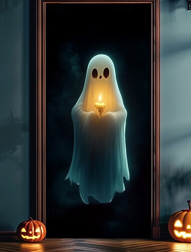  Halloween Türdekorationen Geister Halloween Türabdeckungen Türteppich Türvorhang Dekoration Hintergrund Türbanner für Haustür Bauernhaus Urlaub Party Dekor Zubehör