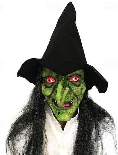  Halloween Hexenmaske Halloween Requisiten Erwachsene Männer Frauen Unisex Horror Gruselige Kostüme Halloween Karneval Einfaches Karnevalskostüm für Walpurgisnacht