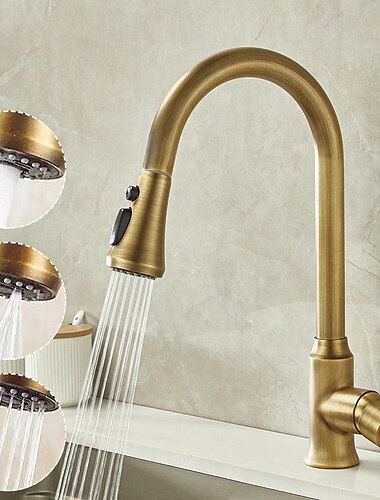  Armatur für die Küche - Einhand Ein Loch Galvanisierung Herausziehen / Herunterziehen Mittellage Retro Vintage Kitchen Taps