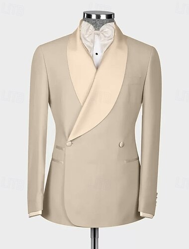  Trajes de Boda de Hombres Trajes de Regreso a Casa Azul Marino Verde Oscuro Diario Ligero Color Sólido Ajuste Entallado 2 Piezas Doble Botonadura Dos Botones