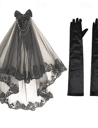 Punk & Gothic Handschuhe Schleier Damen Fantasie Halloween Karneval Party-Abendmode Erwachsene Handschuhe Stirnband