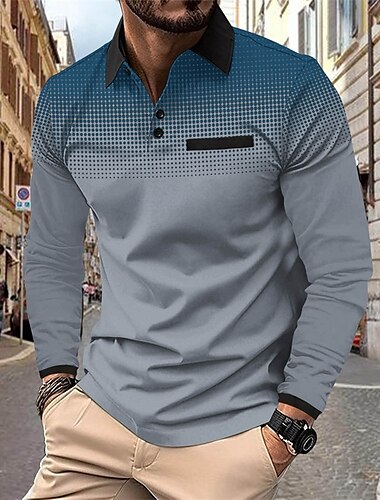  Herren Golfhemd Golfpolo Arbeit Casual Kargen Langarm Basic Modern Punkt Farbblock Patchwork Taste Frühling & Herbst Regular Fit Eisengrau Wein Weiß Hellgrün Rosa Rote Golfhemd