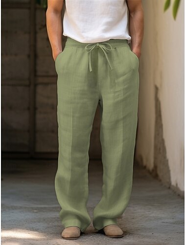  Bărbați Pantaloni Pantaloni de plajă Cordon Picior drept Simplu Confort Respirabil Casual Zilnic Concediu Modă Stil Clasic Trifoi Kaki
