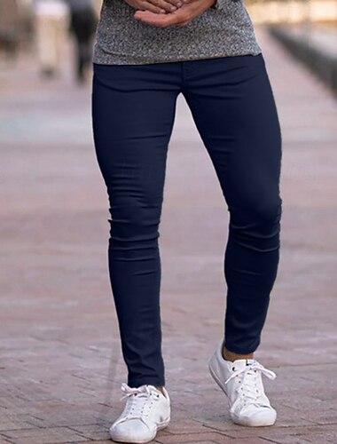  Herren Anzughosen Hose Hosen Chinesisch Chino Knopf Tasche Glatt Komfort Formal Party Arbeit Modisch Klassicher Stil Hellkaki Schwarz Mikro-elastisch