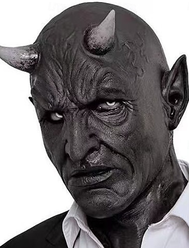  Máscara de Demonio Diablo Halloween Props Disfraz Escalofriante para Adultos Hombres Mujeres Carnaval Fácil Disfraz de Carnaval para la Noche de Walpurgis
