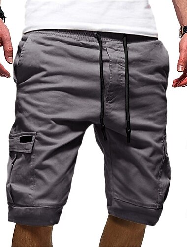  Herre Cargoshorts Shorts til turbruk Snorer Multi lomme Elastisk snordesign عادي Knelengde Dagligdagstøy Helg Gateklær Grunnleggende Fritid Svart Hvit Mikroelastisk